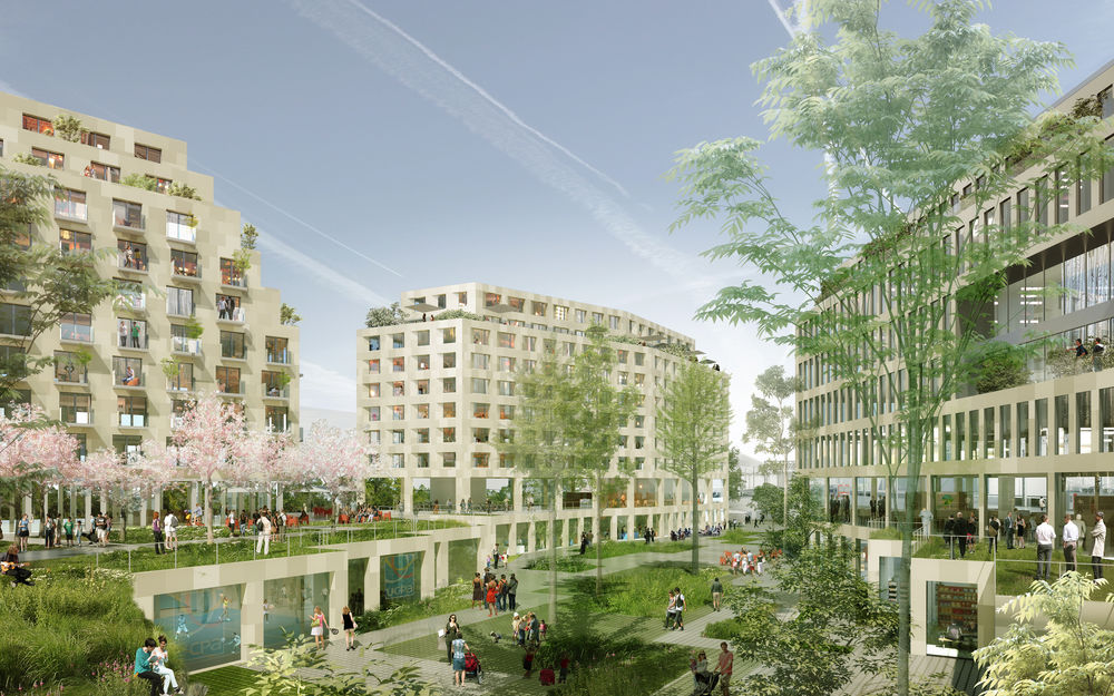 Quartier "Zéro cardone" rue d'Aubervilliers, un projet de TVK, architectes urbanistes et OLM paysage