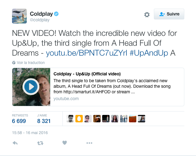 Coldplay twitter