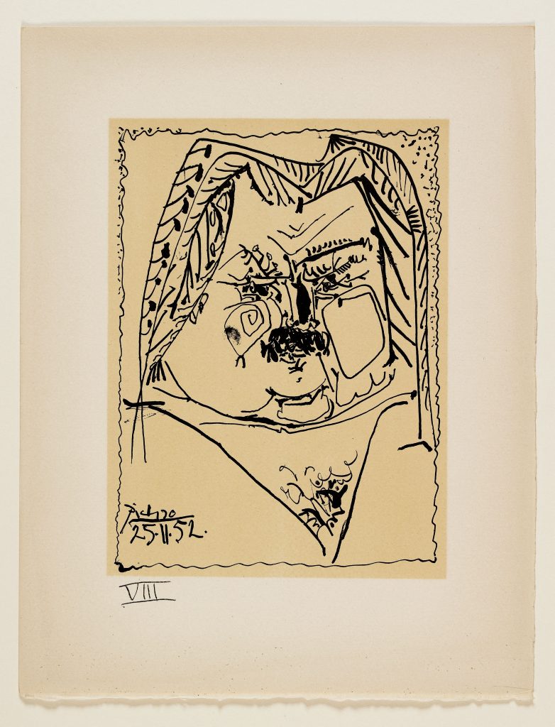 Pablo Picasso (1881-1973). Portrait lithographié de Balzac sur vélin d'Arches, 1957. Lithographie. Paris, Maison de Balzac. Dimensions: H=33 L=25,1