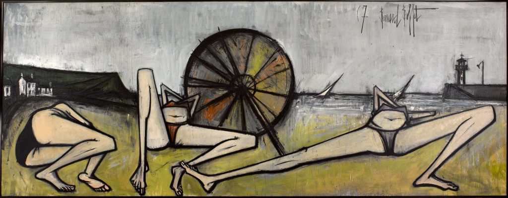 Bernard Buffet (1928-1999). "Les plages, le parasol", 1967. Paris, musée d'Art moderne. Dimensions: 200x524 cm