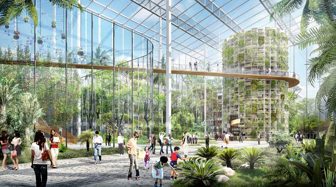Le futur quartier Sunquiao, une serre de verdure aux allures de cité utopique ? Crédits visuels : Sasaki Associates